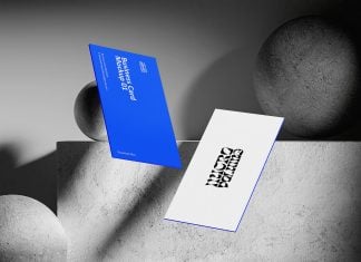 Free 2-Sided Floating Business Card Mockup PSD