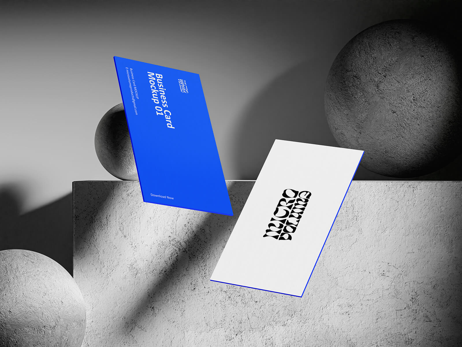 Free 2-Sided Floating Business Card Mockup PSD