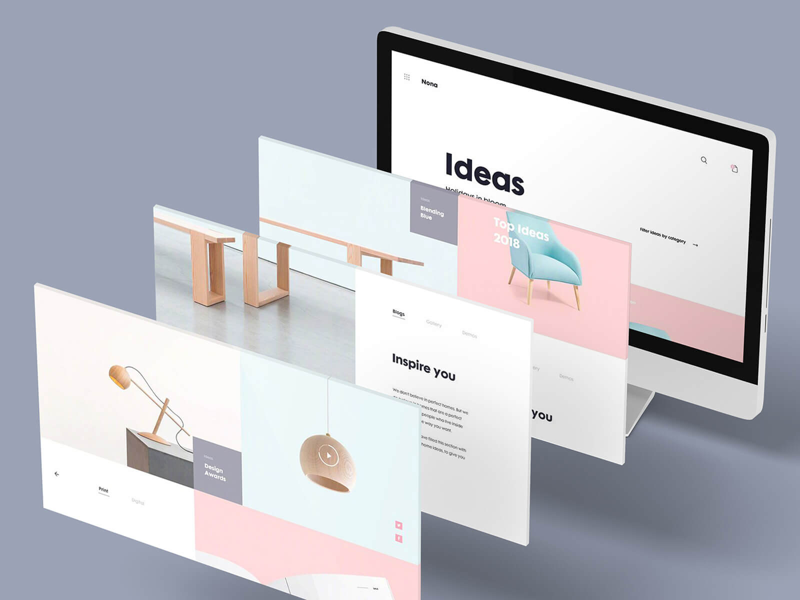 Free 3D iMac Screen Website Mockup PSD