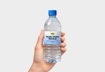 Free 500mL Commercial Water Bottle Mockup PSD