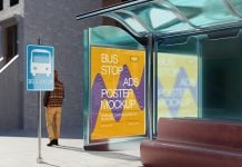 Free Bus Stop Ad Poster Mockup PSD