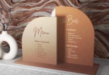 Free Double Arch Acrylic Bar/Restaurant Table Menu Mockup PSD Free Double Arch Acrylic Bar/Resturant Menu Mockup PSD