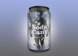 Free Energy Drink Soda Can Mockup PSD