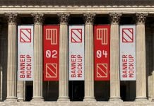 Free Five Hanging Banners Mockup PSD