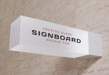 Free Frosted Glass Signboard Mockup PSD