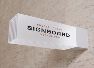 Free Frosted Glass Signboard Mockup PSD