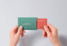 Free Hand-Holding Business Card with Sliding Sleeve Mockup PSD Free Hand-Holding Business Card with Sliding Sleeve Mockup PSD