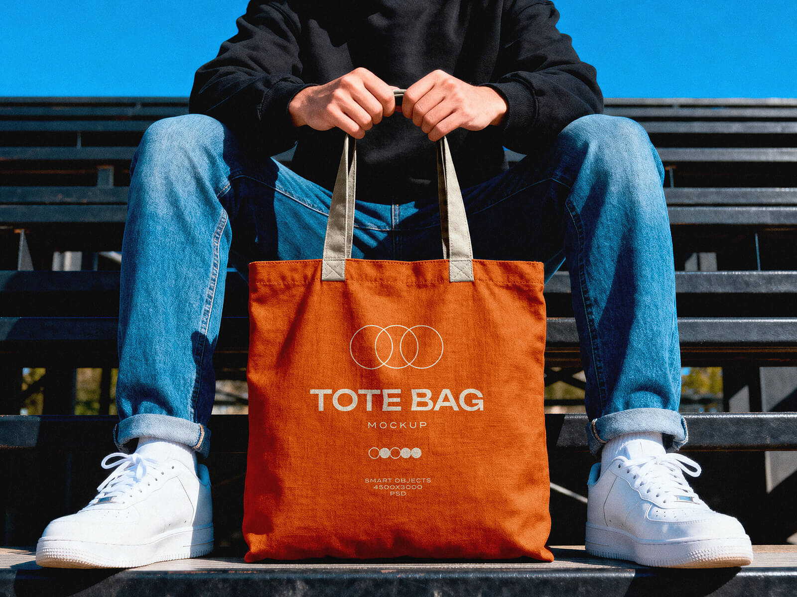 Free Hand-Holding Canvas Tote Bag Mockup PSD