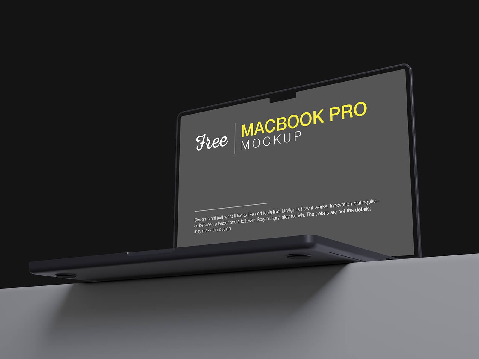 Free Low Angle MacBook Pro 2026 Mockup PSD
