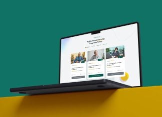 Free Low Angle MacBook Pro 2026 Mockup PSD