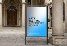 Free Museum Stand Alone Mupi Poster Mockup PSD