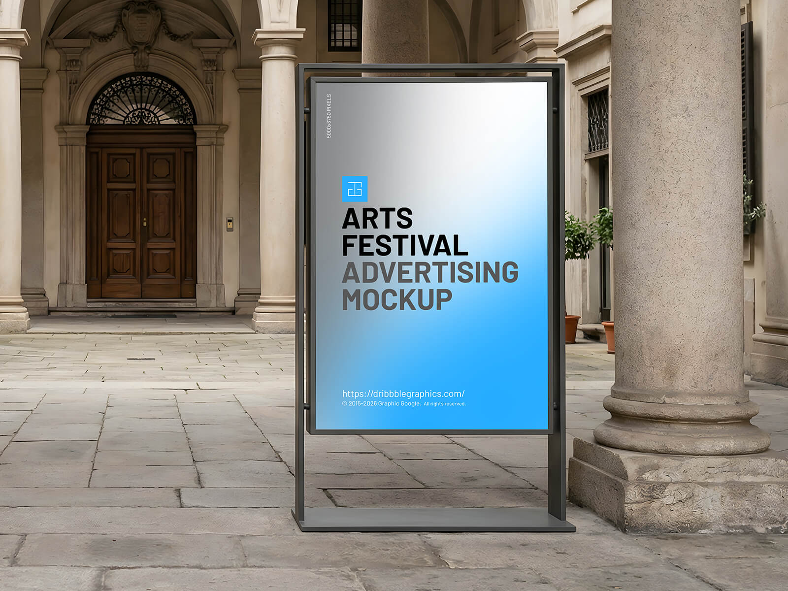 Free Museum Stand Alone Mupi Poster Mockup PSD
