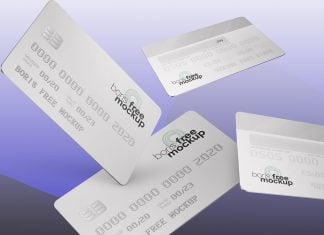 Free Ultra High Resolution Floating Credit Cards Mockup PSD
