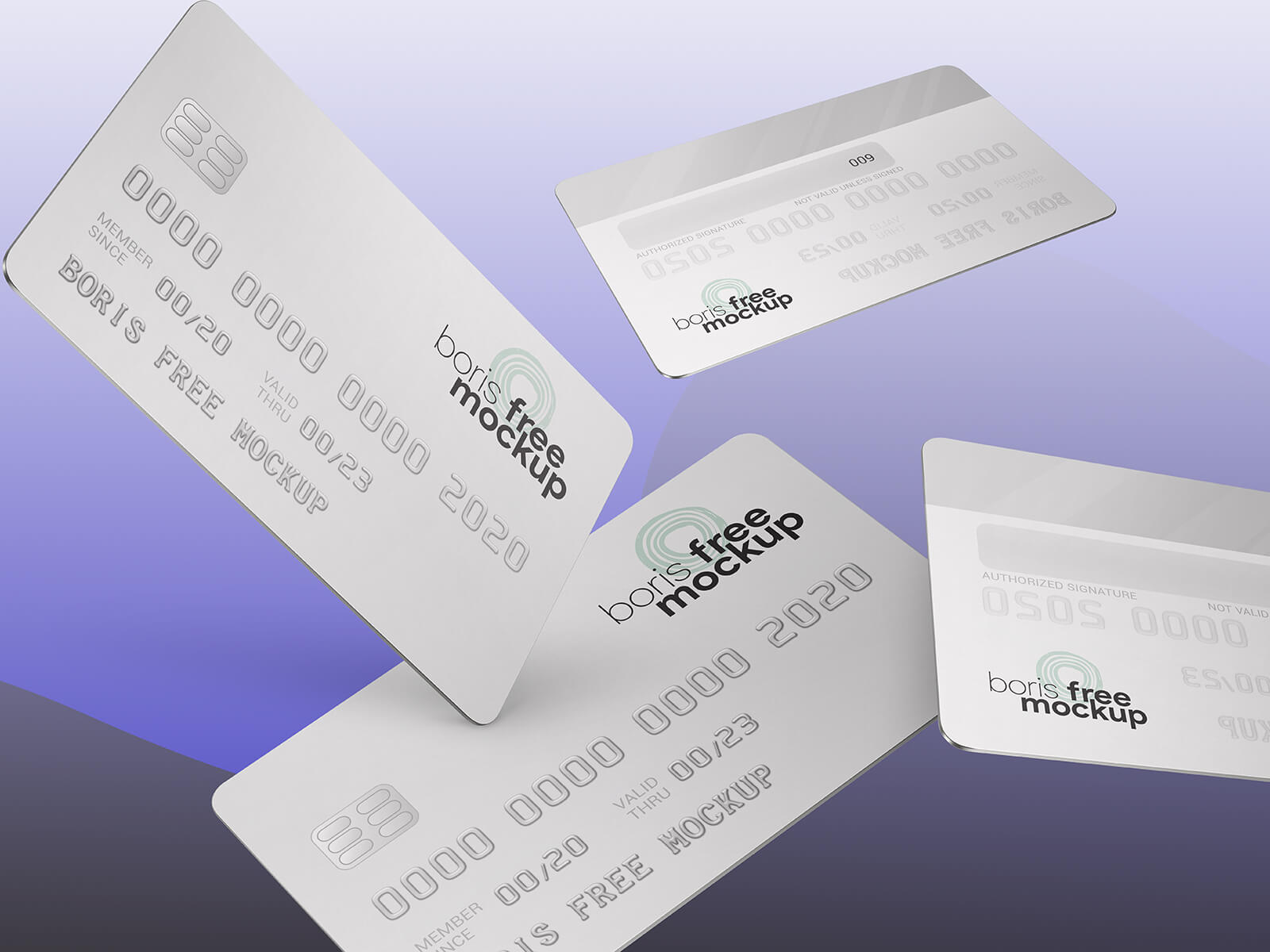 Free Ultra High Resolution Floating Credit Cards Mockup PSD