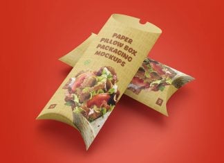 Free Paper Pillow Box Packaging Mockup PSD