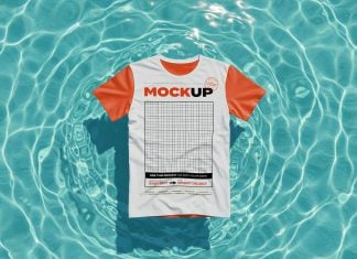 Free T-shirt Floating On Water Mockup PSD