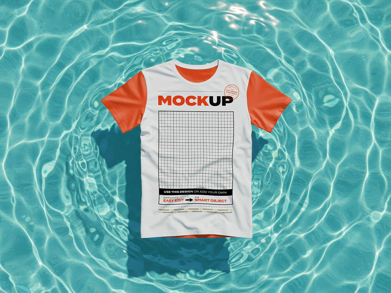Free T-shirt Floating On Water Mockup PSD