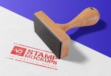 Free Wood Rubber Stamp Mockup PSD