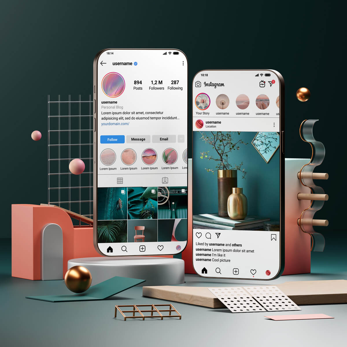 3 Free Premium Decorative Instagram Mobile Mockup PSD Files