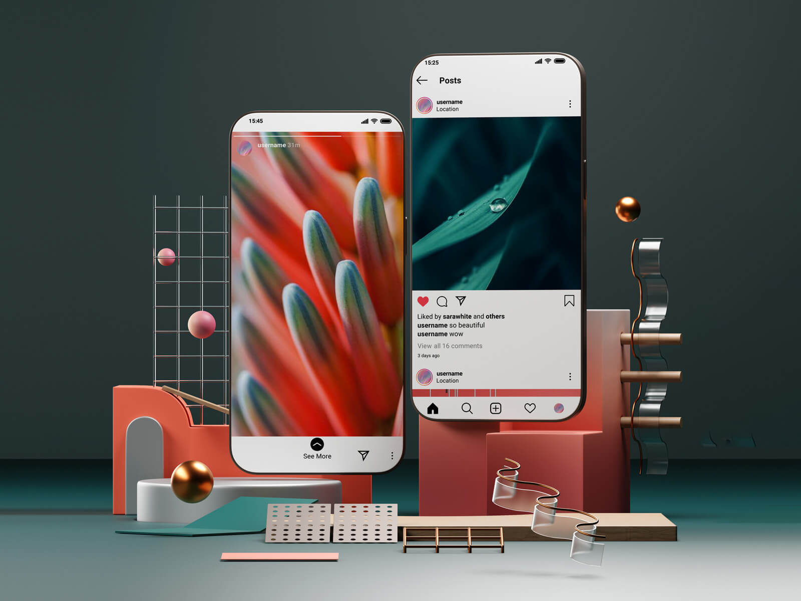 3 Free Premium Decorative Instagram Mobile Mockup PSD Files