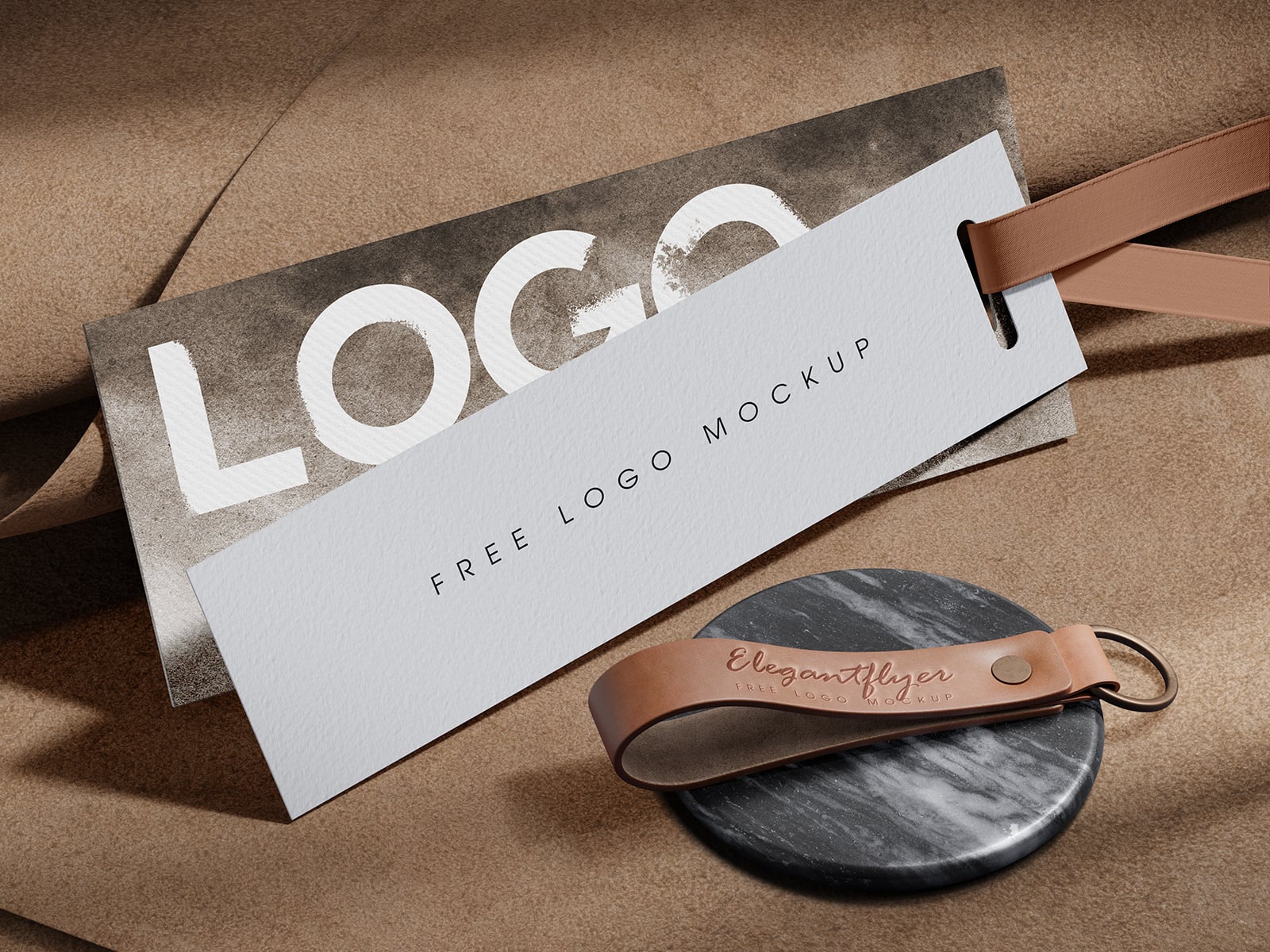 4 Free Premium Hang Tag & Leather Keychain Mockup PSD Files