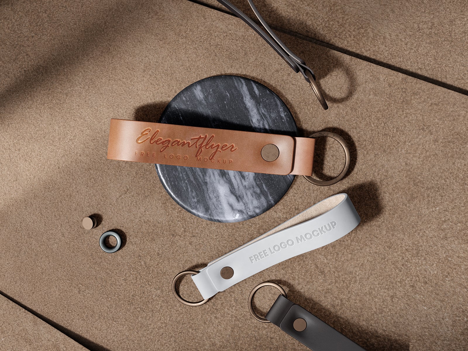 4 Free Premium Hang Tag & Leather Keychain Mockup PSD Files