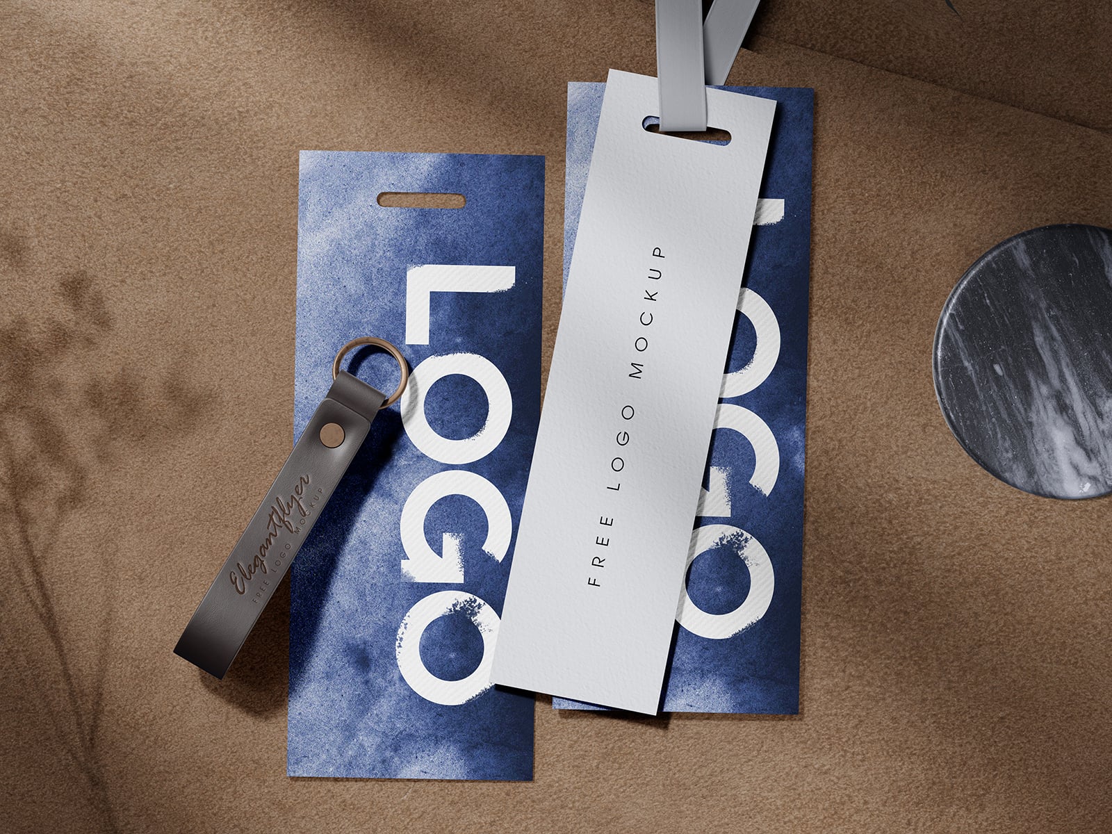4 Free Premium Hang Tag & Leather Keychain Mockup PSD Files