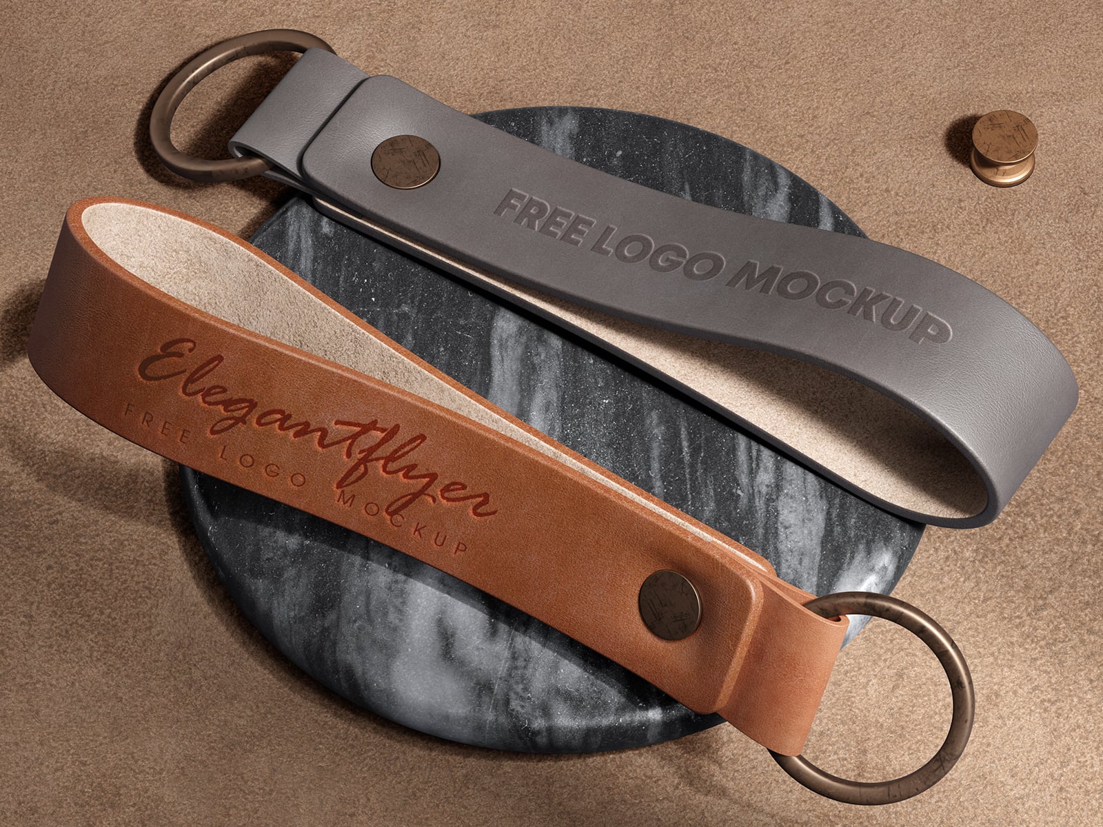 4 Free Premium Hang Tag & Leather Keychain Mockup PSD Files