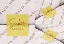 Free Square Sticker Mockup PSD Set