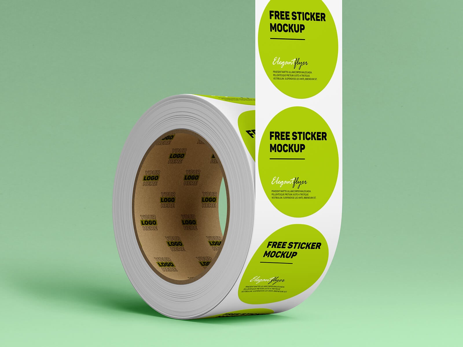 3 Free Premium Round Sticker Roll Mockup PSD Files Set