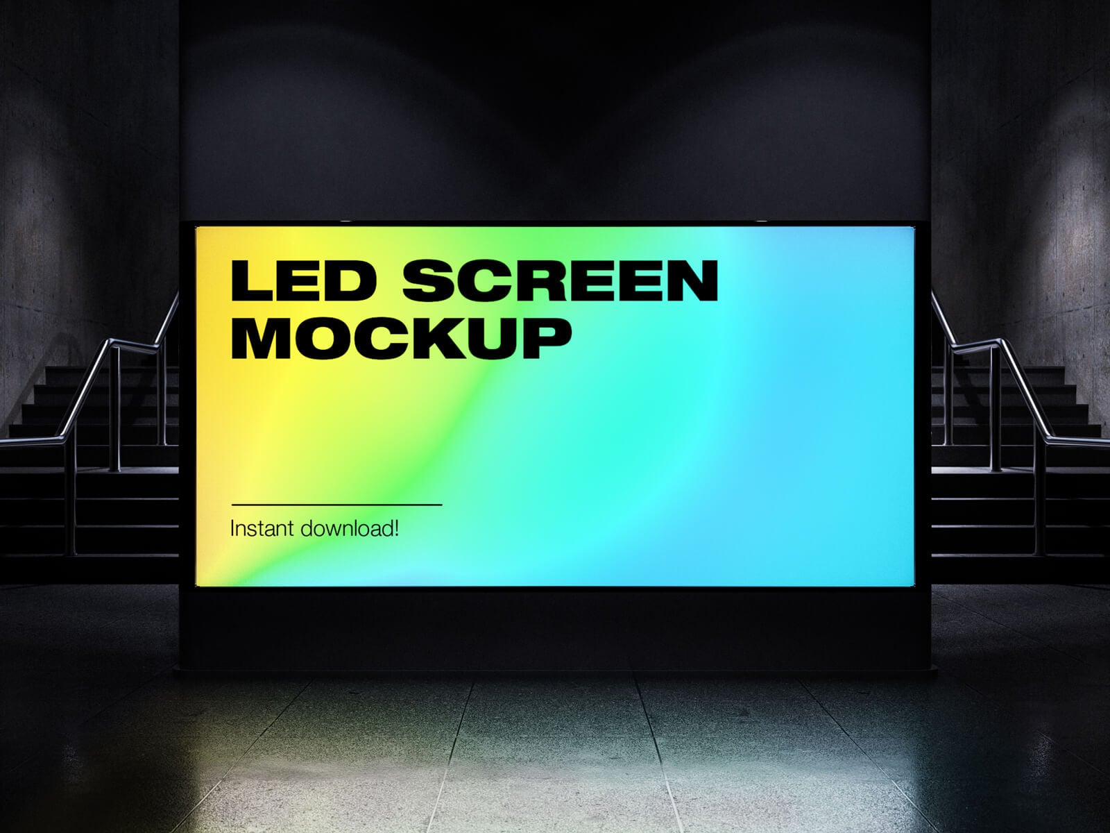 2 Free Underground LED Screen Billboard Mockup PSD Set