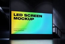 2 Free Underground LED Screen Billboard Mockup PSD Set