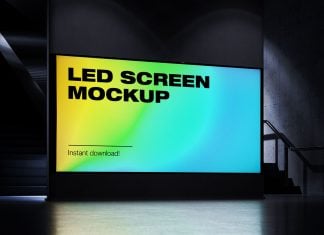 2 Free Underground LED Screen Billboard Mockup PSD Set