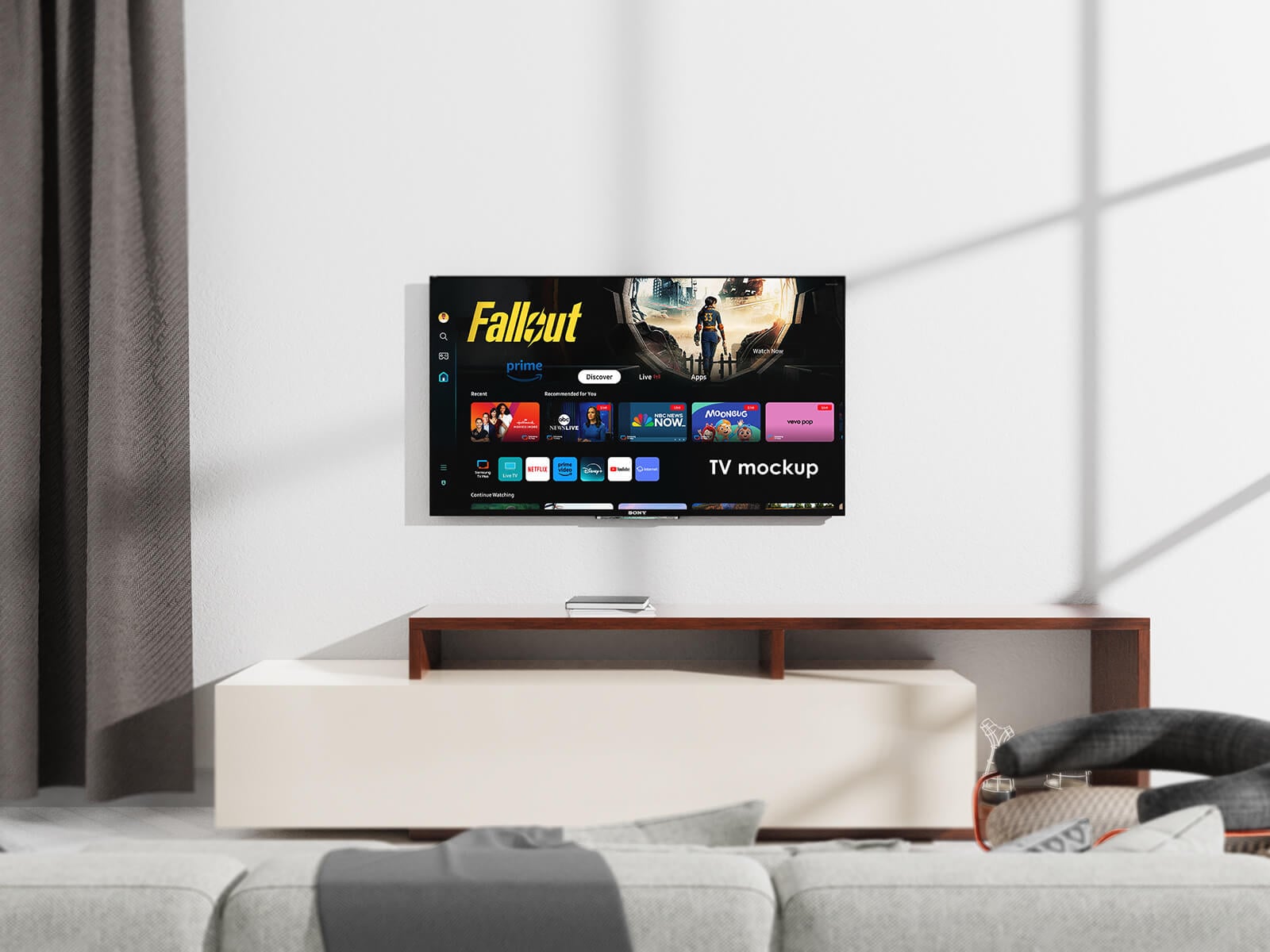 Free Living Room Tv Screen Mockup PSD