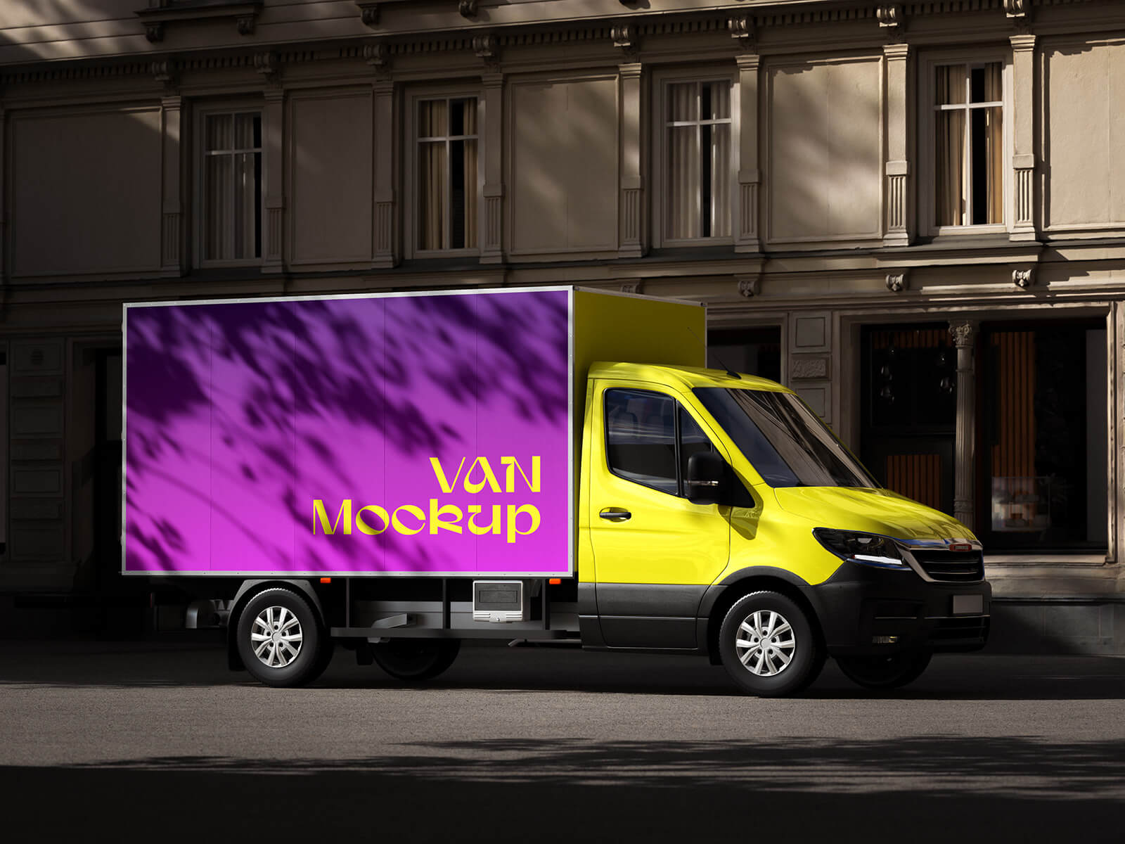 Free Cargo Delivery Van Mockup PSD Set