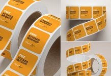 3 Free Premium Rounded Square Roll Mockup PSD Files Set