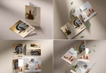 4 Free Premium Bi-Fold Brochure Mockup PSD Set