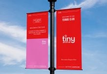 Free Double-Sided Twin Lamp Post Banner Mockup PSD Set