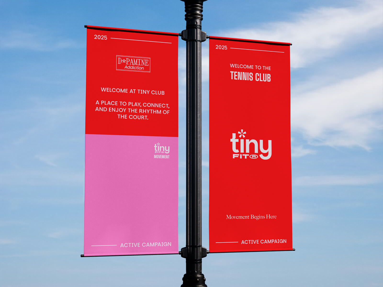 Free Double-Sided Twin Lamp Post Banner Mockup PSD Set