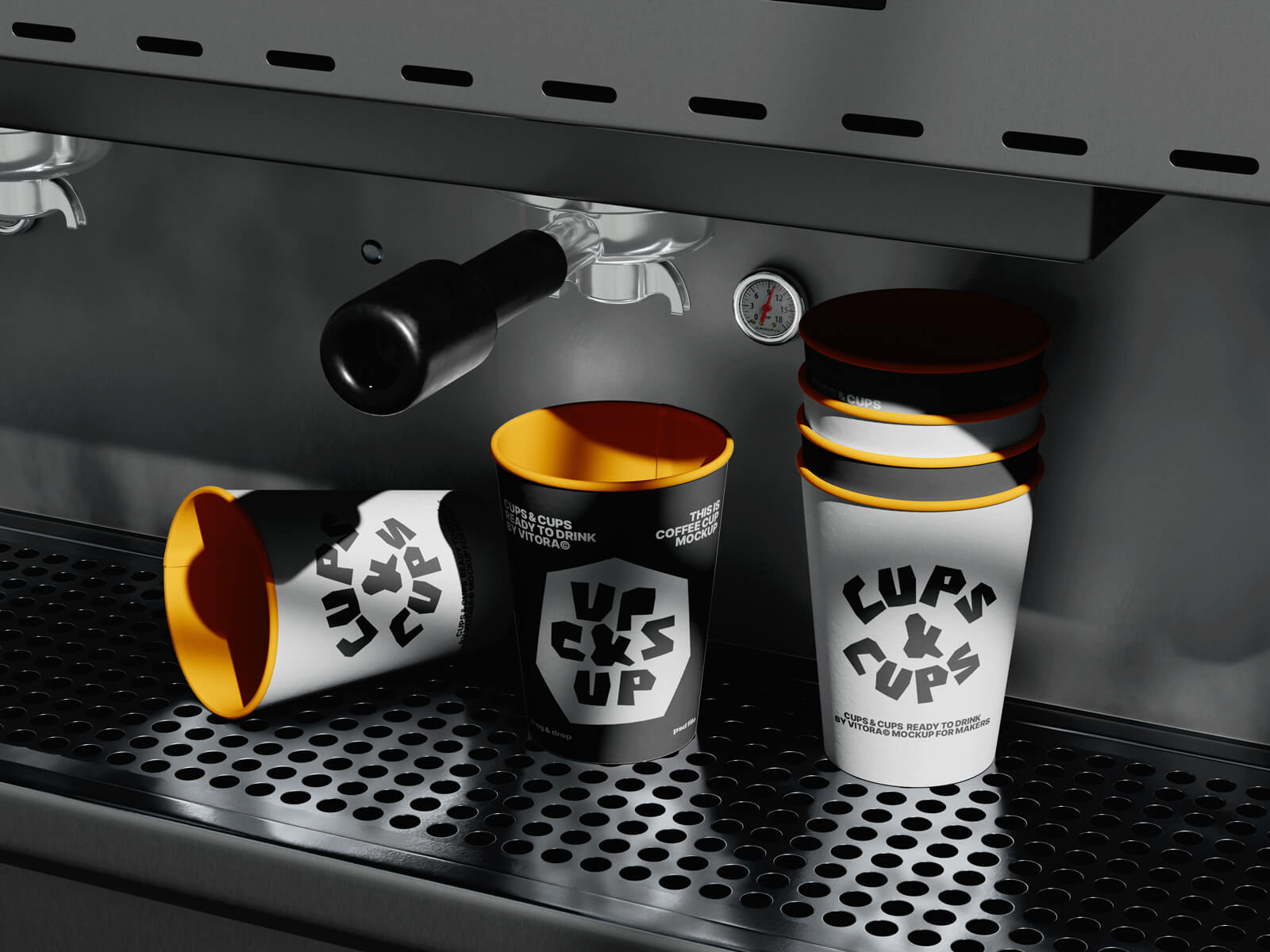 Free Under the Espresso Machine Coffee Cup Mockup Set