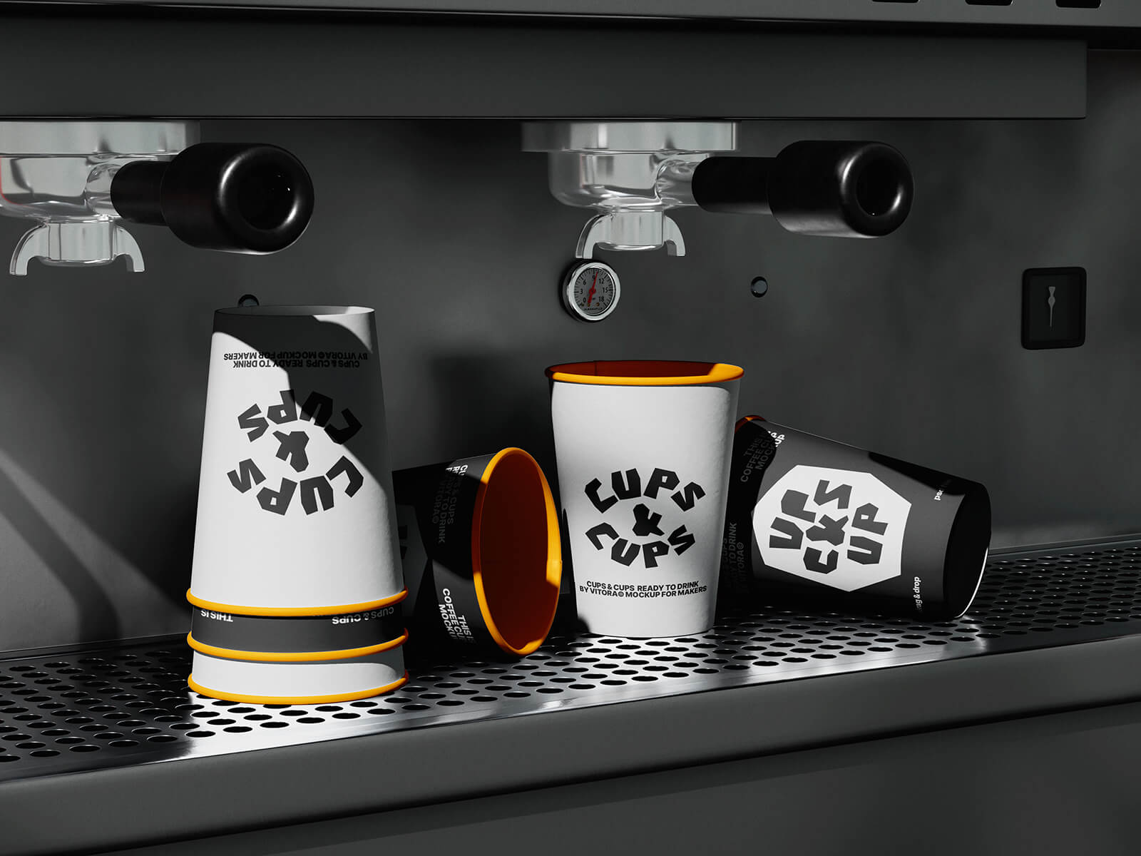 Free Under the Espresso Machine Coffee Cup Mockup Set