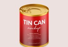 Free Food Tin Can Mockup PSD