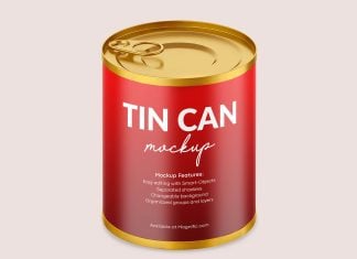Free Food Tin Can Mockup PSD