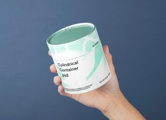 Free Hand-Holding Glossy Paper Tube Mockup PSD
