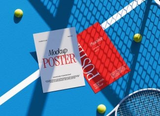 Free Premium Tennis Ground Poster / Flyer Mockup PSD