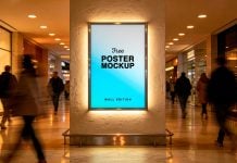 Free Shopping Mall Backlit Poster Mockup PSD