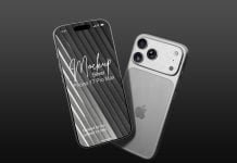 Free Silver iPhone 17 Pro Max Mockup PSD
