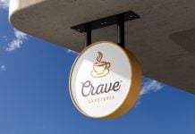 Free Day/Night Round Ceiling Shop Sign Logo Mockup PSD Set