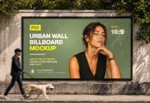 Free Urban City Wall Billboard Mockup PSD