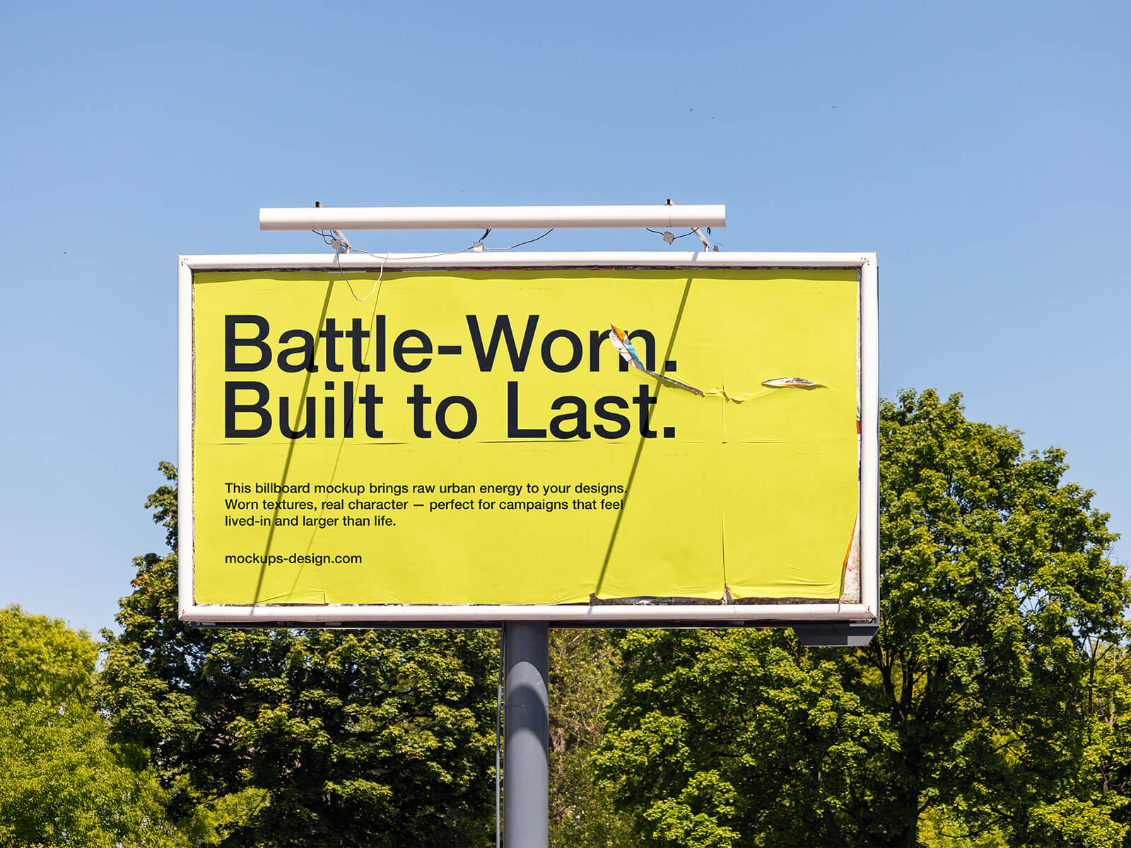 Free Weathered Roadside Billboard Mockup PSD